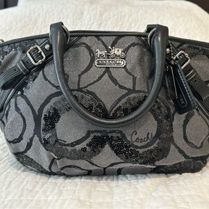 Coach Madison Sophia Satchel in Black OP Art C pattern